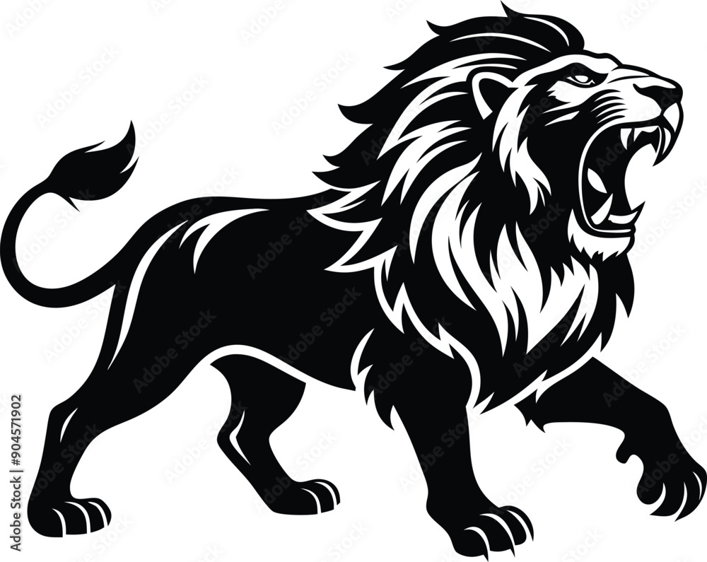 Lion roaring silhouette animal illustration vector Lion roaring silhouette animal illustration vector