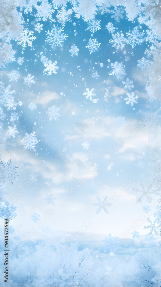 Naklejka premium Digital blue snowflake geometric abstract graphic poster background