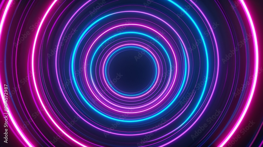 Vibrant abstract loop background with neon circles and futuristic design elements in bright colors Vibrant abstract loop background with neon circles and futuristic design elements in bright colors
