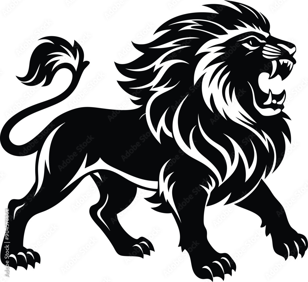 Lion roaring silhouette animal illustration vector Lion roaring silhouette animal illustration vector