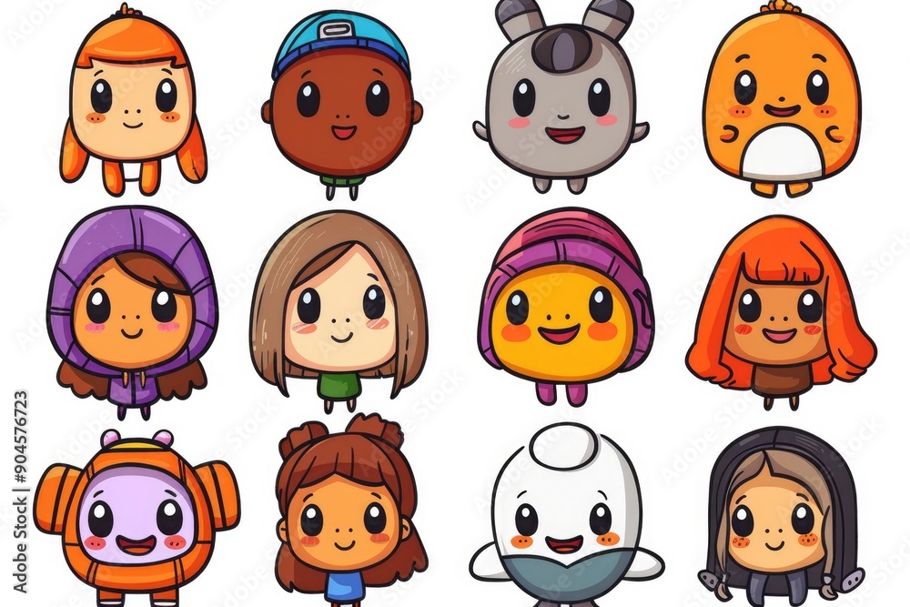 Cute Cartoon Characters Set Cute Cartoon Characters Set