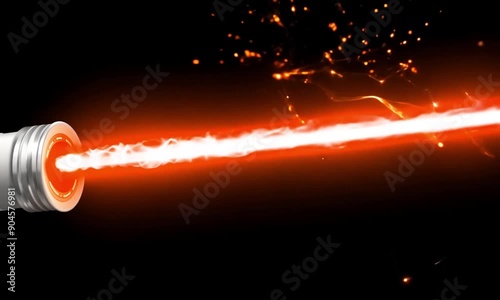 Animated Orange Lightsaber on Black Background 