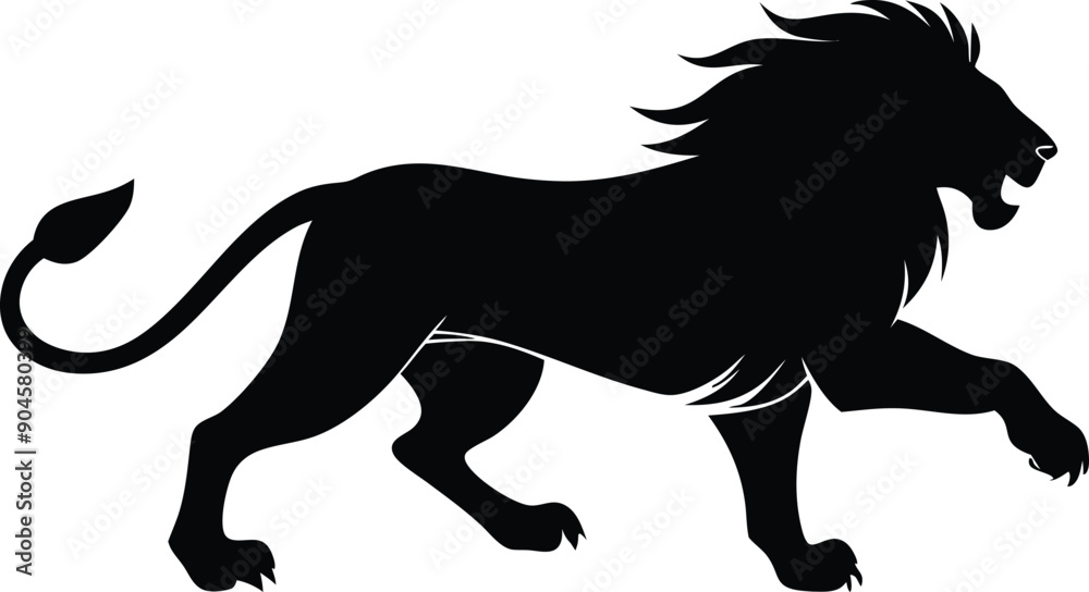 Obraz premium Silhouette of a running lion animal illustration