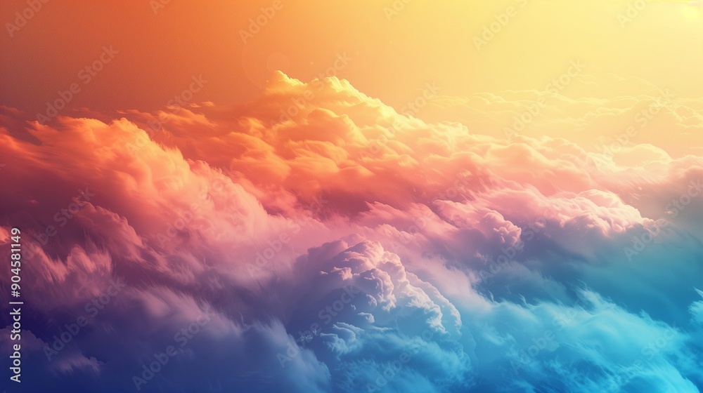 Stunning Sunset Clouds Illustration in Warm and Cool Tones, Beautiful Sky Stunning Sunset Clouds Illustration in Warm and Cool Tones, Beautiful Sky
