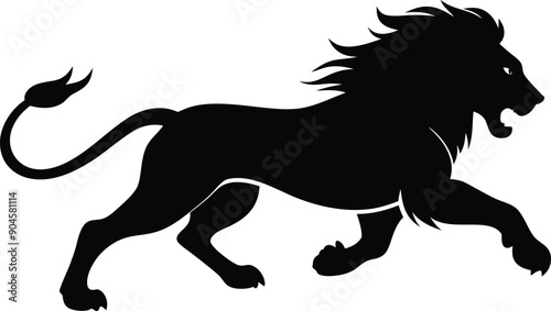 Silhouette of a running lion animal illustration