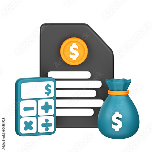 Budget Calculation 3D Illustration for uiux, web, app, presentation, etc
