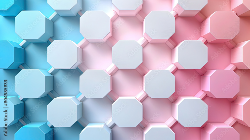 3D renders colorful pastel pink-blue and purple hexagon pattern 3D renders colorful pastel pink-blue and purple hexagon pattern