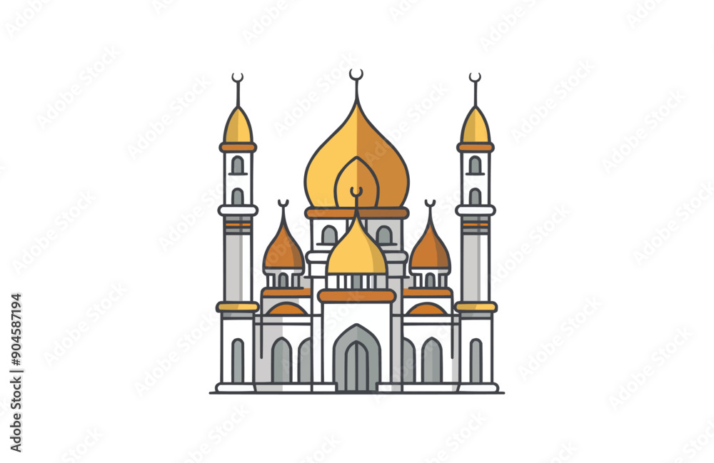 Colorful mosque icon isolated on white background. Colorful mosque icon isolated on white background.