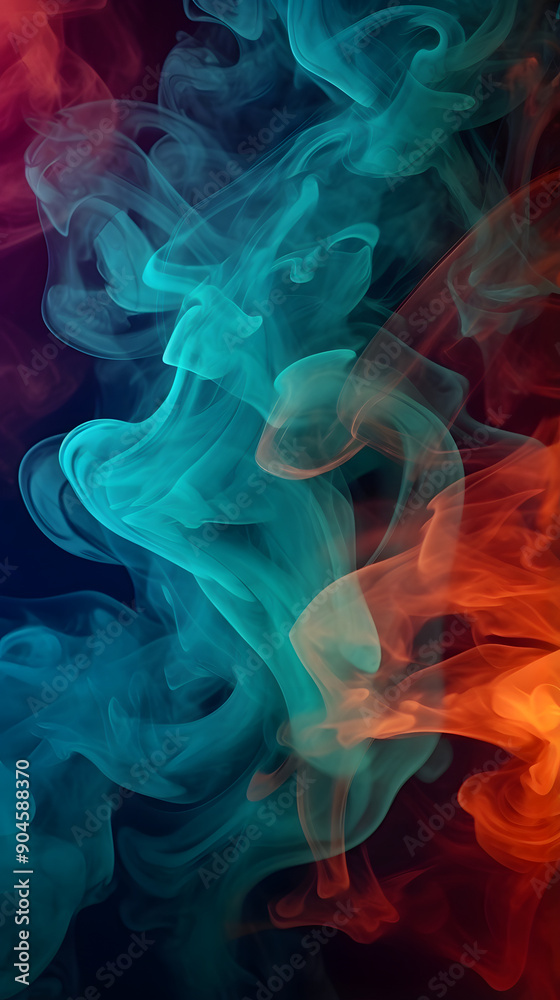 Fototapeta premium Digital powder color smoke abstract graphic poster background