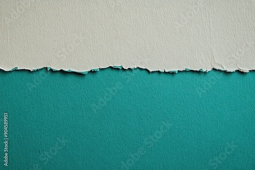 Texture of craft white color paper background with emerald border, macro. Vintage dense kraft teal cardboard , ai