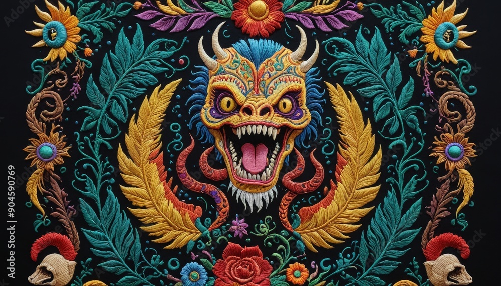 Naklejka premium Colorful Monster Floral Design.