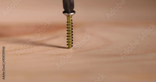 golden self-tapping screws for installation and construction work with wood, yellow metal self-tapping screws for fixing wooden boards and other wood products