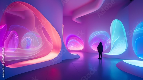 Designer working on an interactive art installation, creative thinking, immersive and participatory art experience photo
