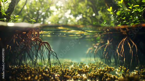 Mangrove Roots Flooding Trees Underwater photo