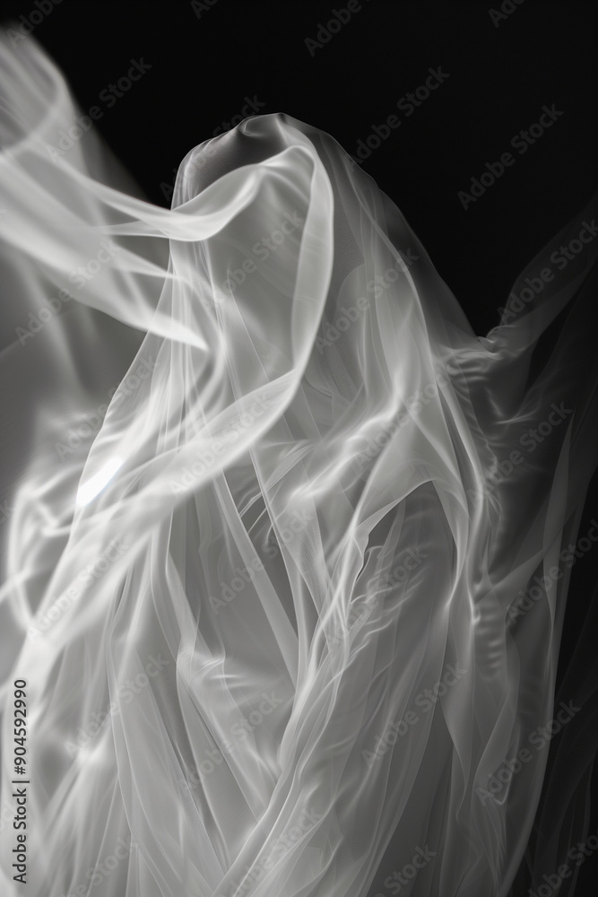 A white fabric with a black background