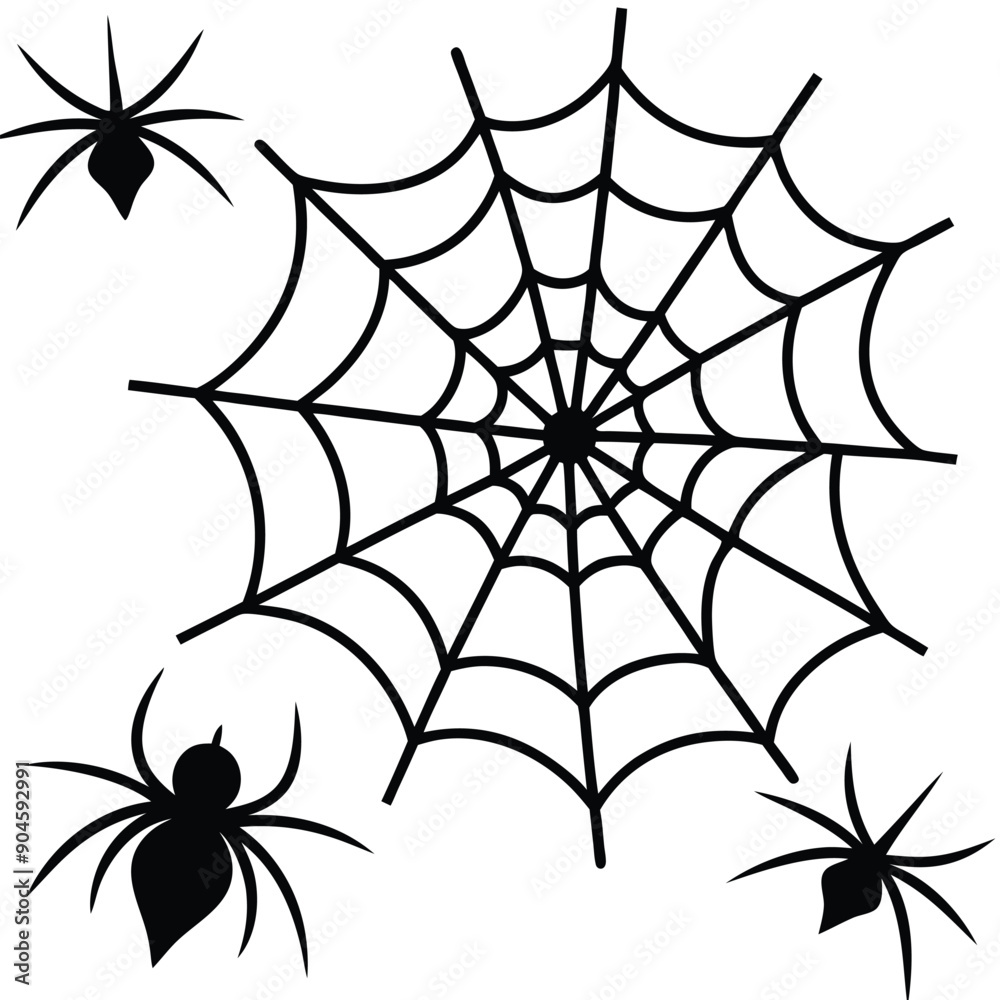 Fototapeta premium Spider Webs Halloween Vector Elements Set.