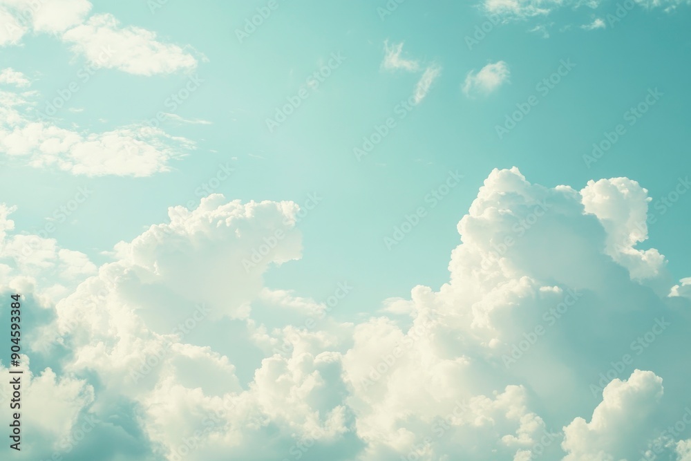 A peaceful scene of a blue sky dotted with soft, white cumulus clouds, perfect for backgrounds and design , ai A peaceful scene of a blue sky dotted with soft, white cumulus clouds, perfect for backgrounds and design , ai