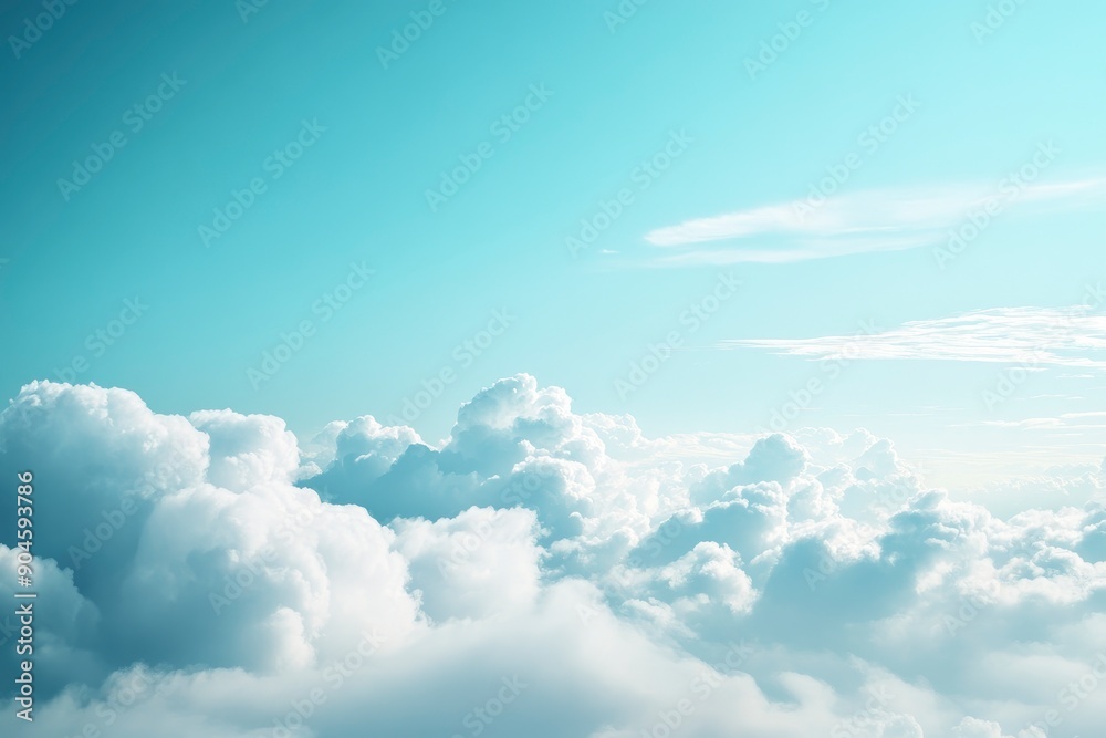 A peaceful scene of a blue sky dotted with soft, white cumulus clouds, perfect for backgrounds and design , ai A peaceful scene of a blue sky dotted with soft, white cumulus clouds, perfect for backgrounds and design , ai