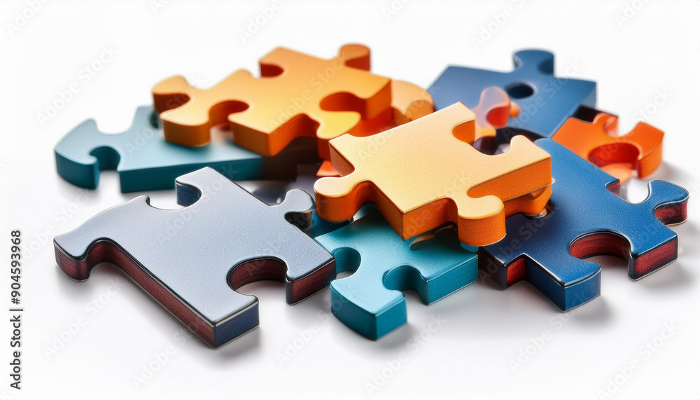 Obraz premium lose-up of puzzle pieces, isolated on white background