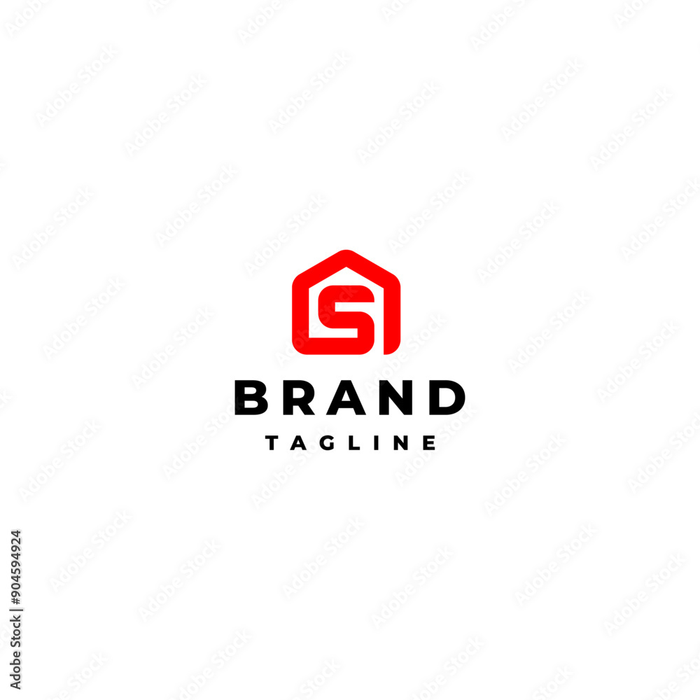 Obraz premium Letter S Line Home Icon Logo Design. Simple House Line Initial Letter S Logo Design.