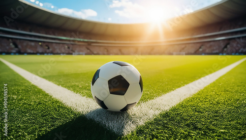 football in stadium and background is blurred soccer FIFA worldcup
