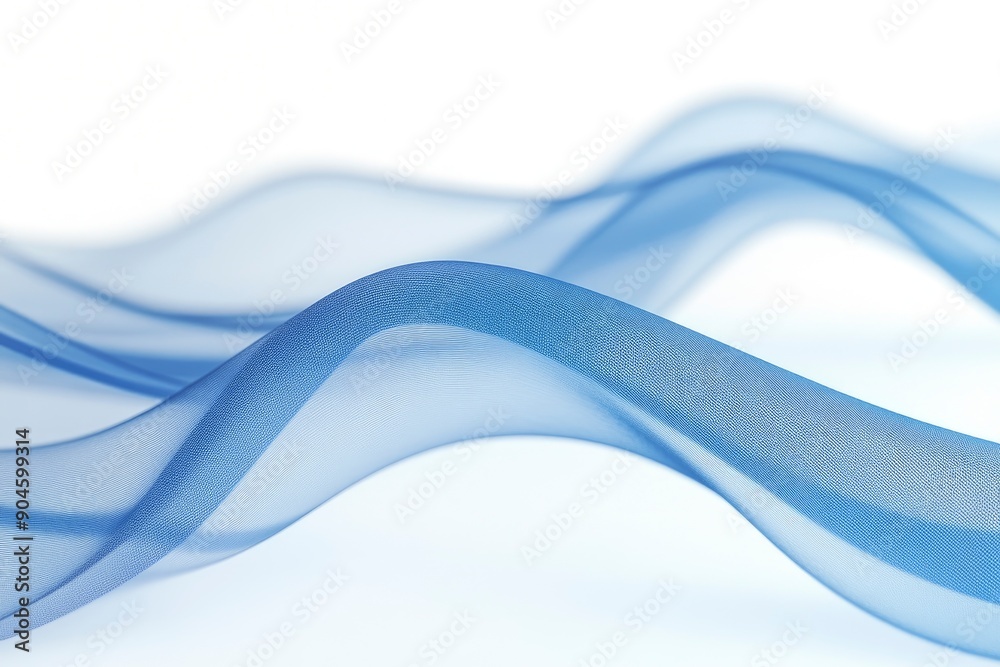 Naklejka premium Elegant blue wave pattern on a simple white surface. Premium wave background for banners, posters or wallpaper , ai