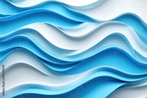 Elegant blue wave pattern on a simple white surface. Premium wave background for banners, posters or wallpaper , ai