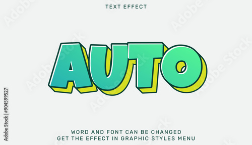 Auto text effect template in 3d design