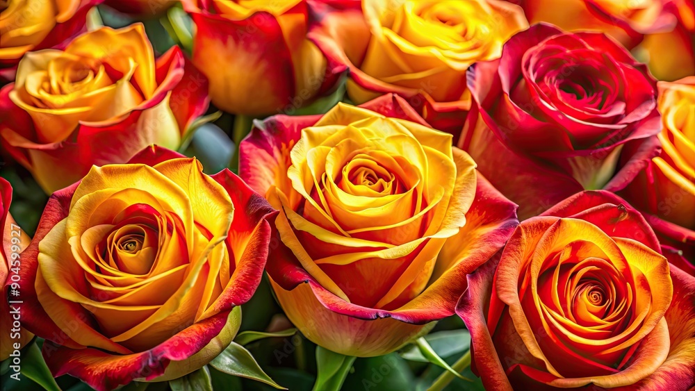 Close up image of vibrant red and yellow roses with soft petals, flowers, roses, red, yellow, close up, petals, vibrant Close up image of vibrant red and yellow roses with soft petals, flowers, roses, red, yellow, close up, petals, vibrant