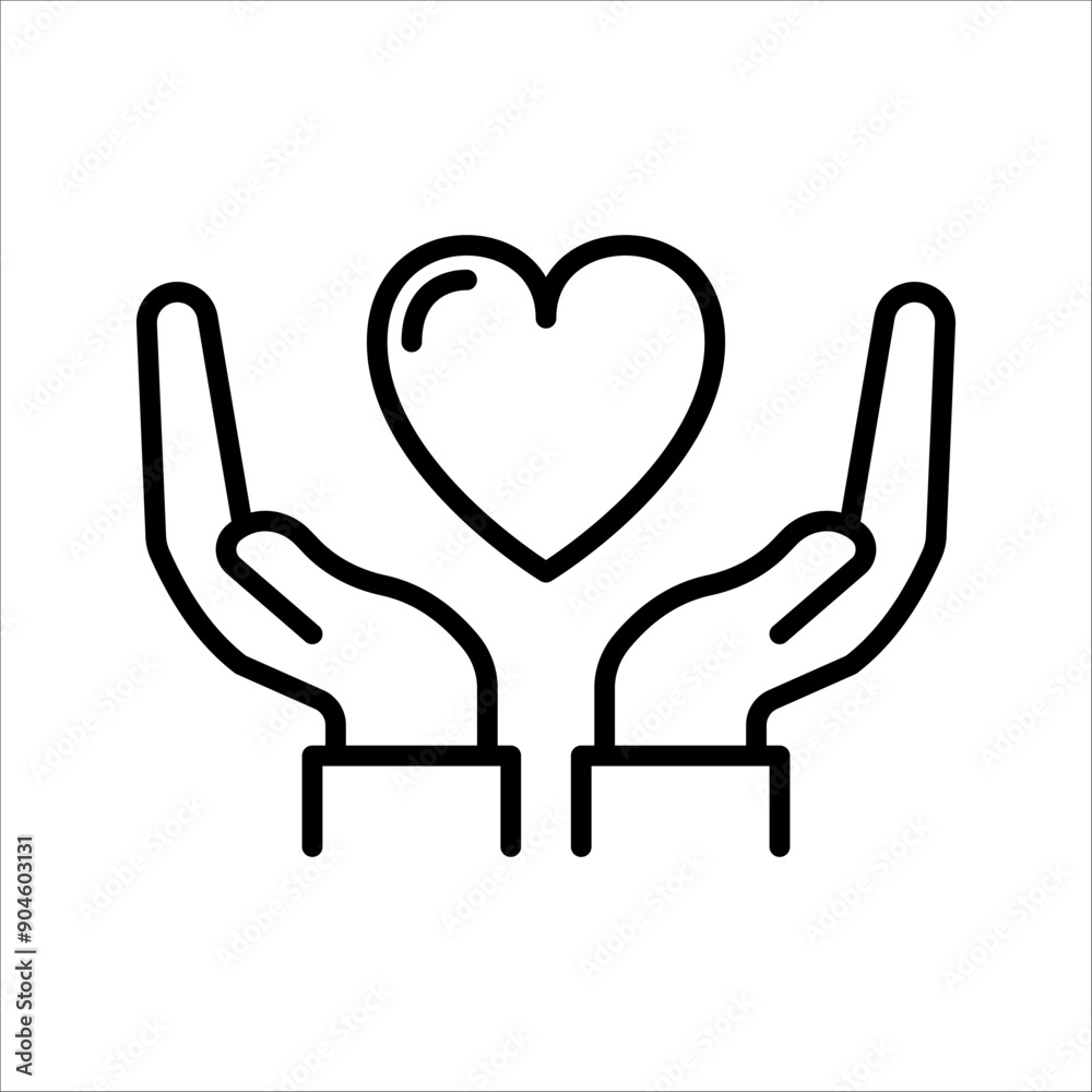 Heart icon in hand, Love icon, Health, medicine symbol on white background. Heart icon in hand, Love icon, Health, medicine symbol on white background.
