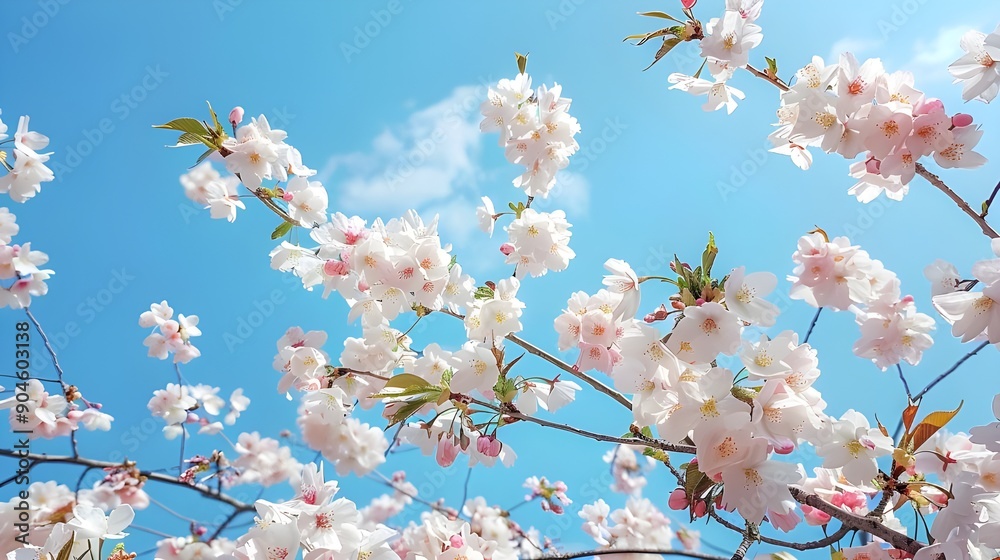 a lot of sakura, blue sky a lot of sakura, blue sky