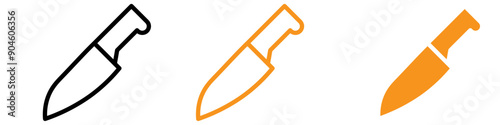 Cooking Chef Knife Icon Set Culinary Tool Illustrations for Kitchen and Food Projects