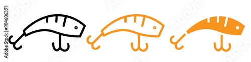 Bait Fishing Minnow Icon Set Fishing Lure Illustrations for Angling and Outdoor Projects
