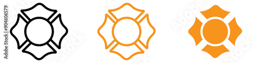 Fire Department Badge Icon Set Heroic Firefighter Emblems for Emergency Services