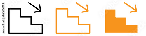 Downstairs Icon Set Direction and Movement Illustrations for Architecture and Navigation