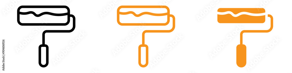 Paint Roller Icon Set Decorating Tool Illustrations for Home Renovation Projects Paint Roller Icon Set Decorating Tool Illustrations for Home Renovation Projects