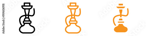 Hookah Icon Set Smoking Device Illustrations for Culture and Leisure