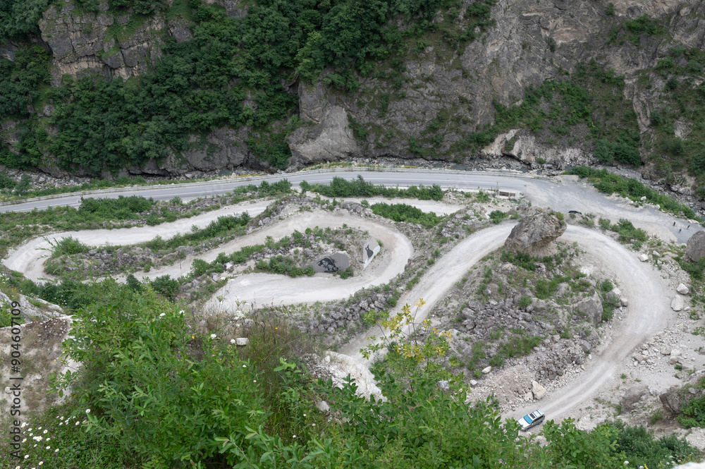 Serpentine road in \ossetia