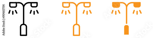 Street Lighting Icon Set Urban Infrastructure Illustrations for City Planning
