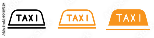 Taxi Lamp Icon Set Transportation Illustrations for Urban and City Projects