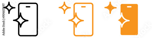 Clean Phone Glass Icon Set Device Maintenance Illustrations for Technology and Hygiene