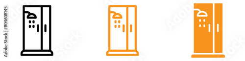Shower Cabin Bathroom Icon Set Hygiene Illustrations for Home and Hotel Projects