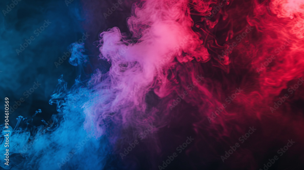 Fog in red blue neon light on black background. Fog in red blue neon light on black background.