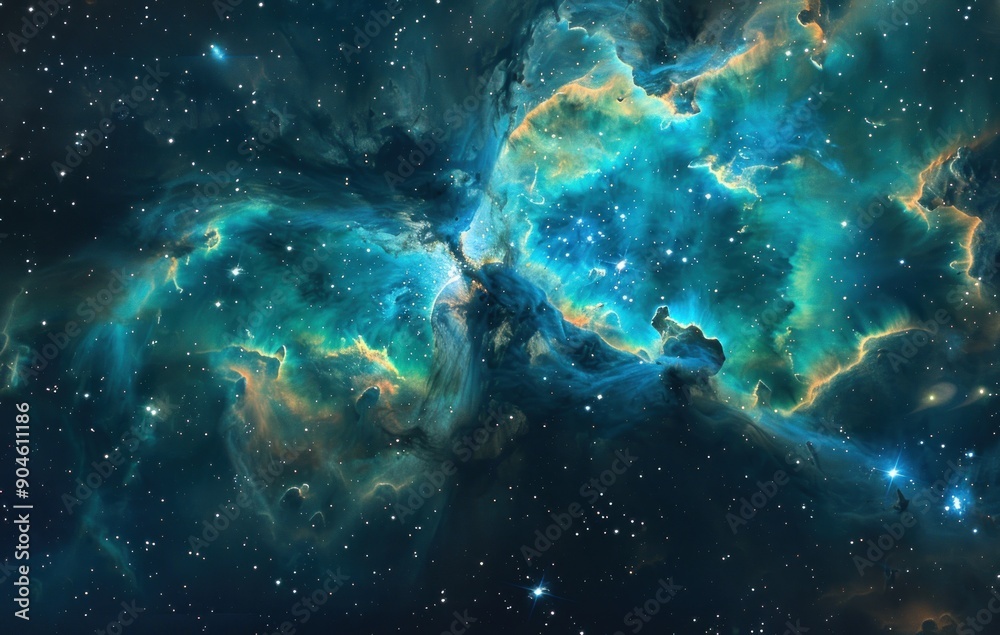 Fototapeta premium Cosmic Nebula: A Symphony of Color and Light