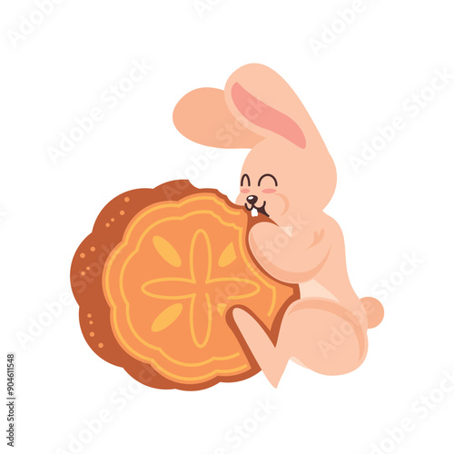 cute bunny with mooncake