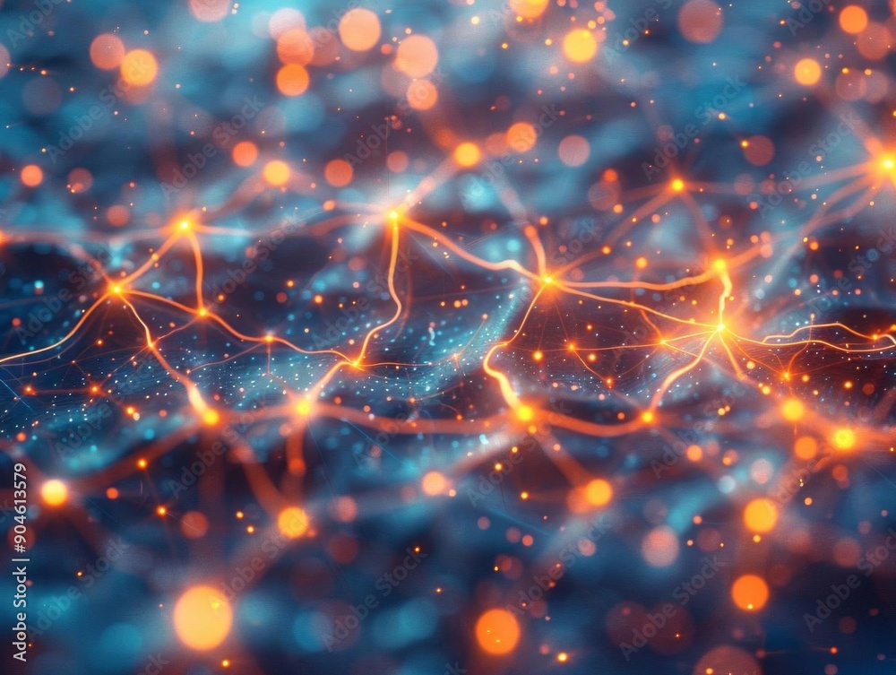 Obraz premium Abstract background with glowing lines and dots.