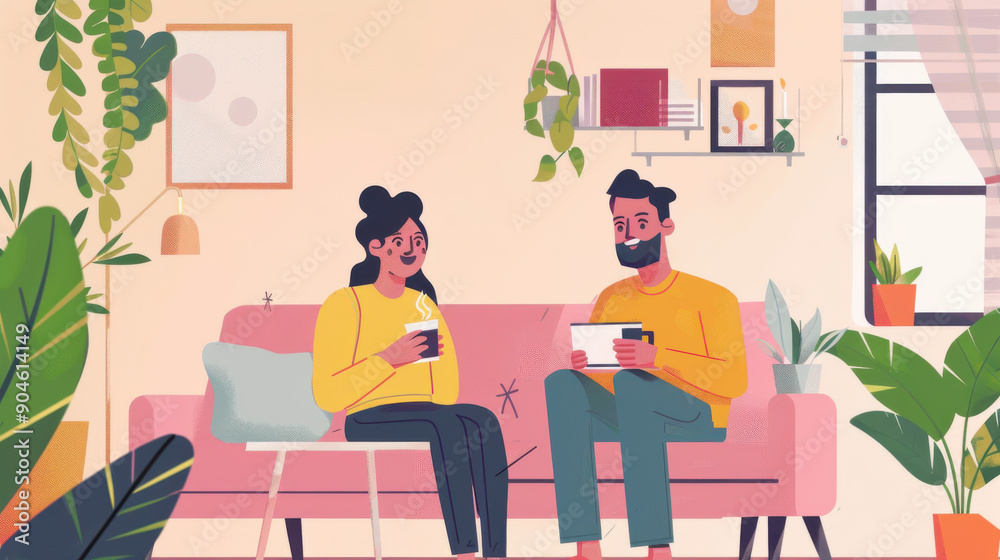 Indian couple enjoying a quiet coffee moment together at home Indian couple enjoying a quiet coffee moment together at home