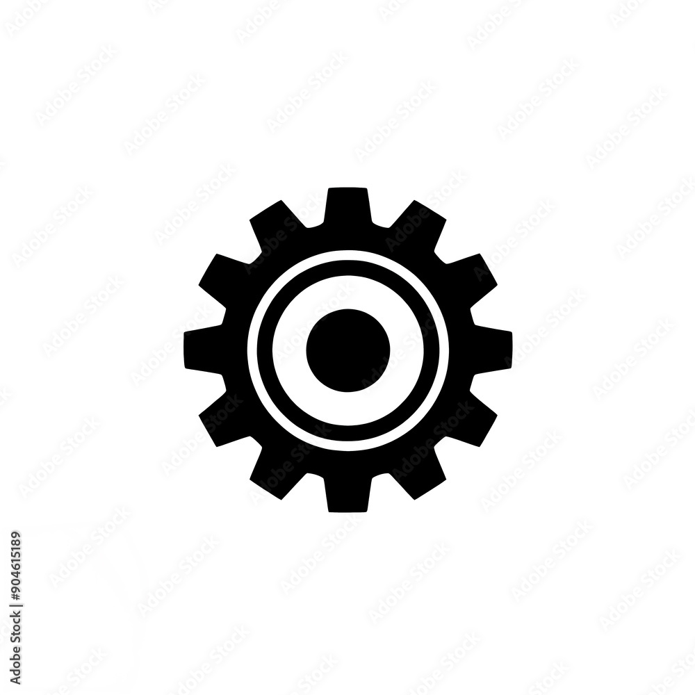 Symbolic black and white isolated vector illustration of gear sign on white background.	
