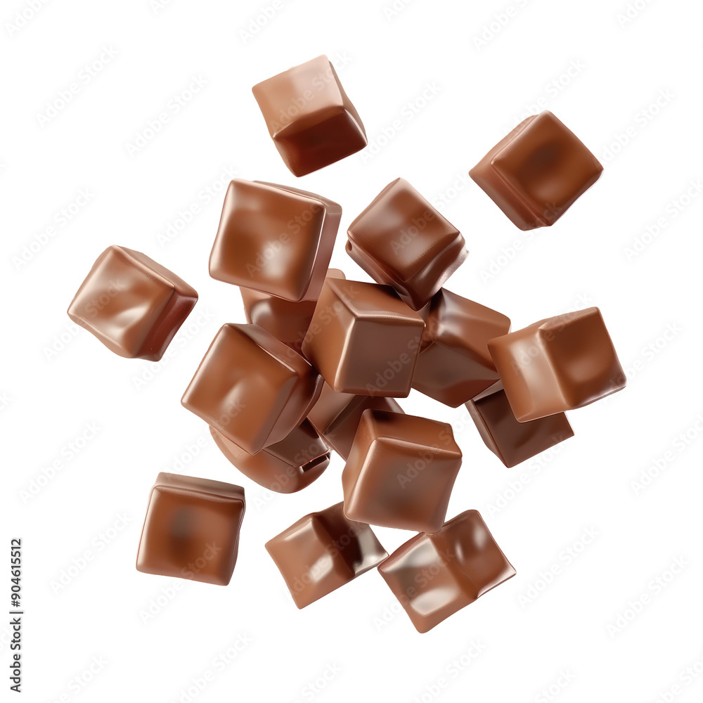 Milk Chocolate Cubes on a transparent background Milk Chocolate Cubes on a transparent background
