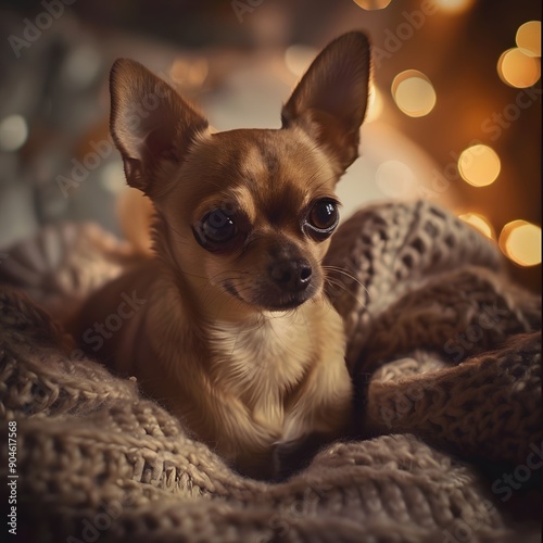 Chihuahua in Cozy Blanket.